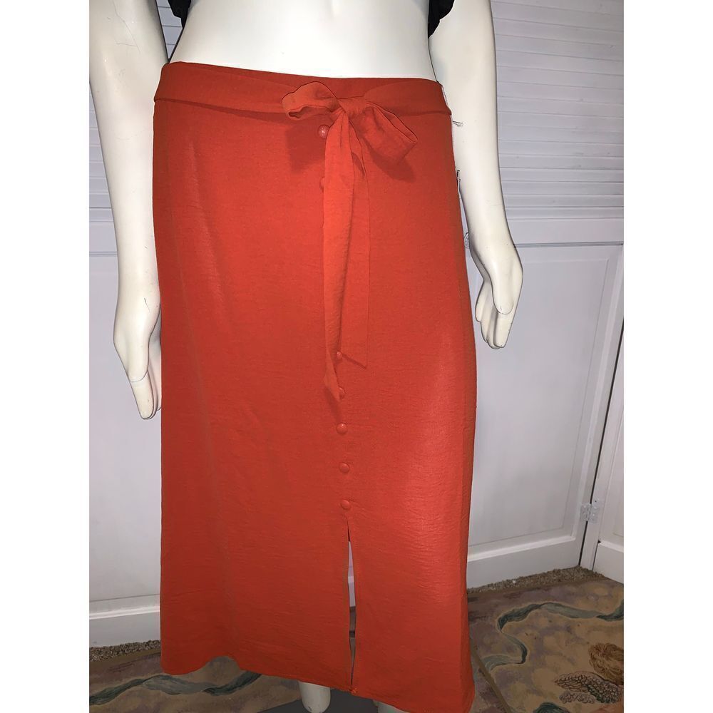 NWT‎ NYCC Burnt Orange Button Down Midi Skirt Medium